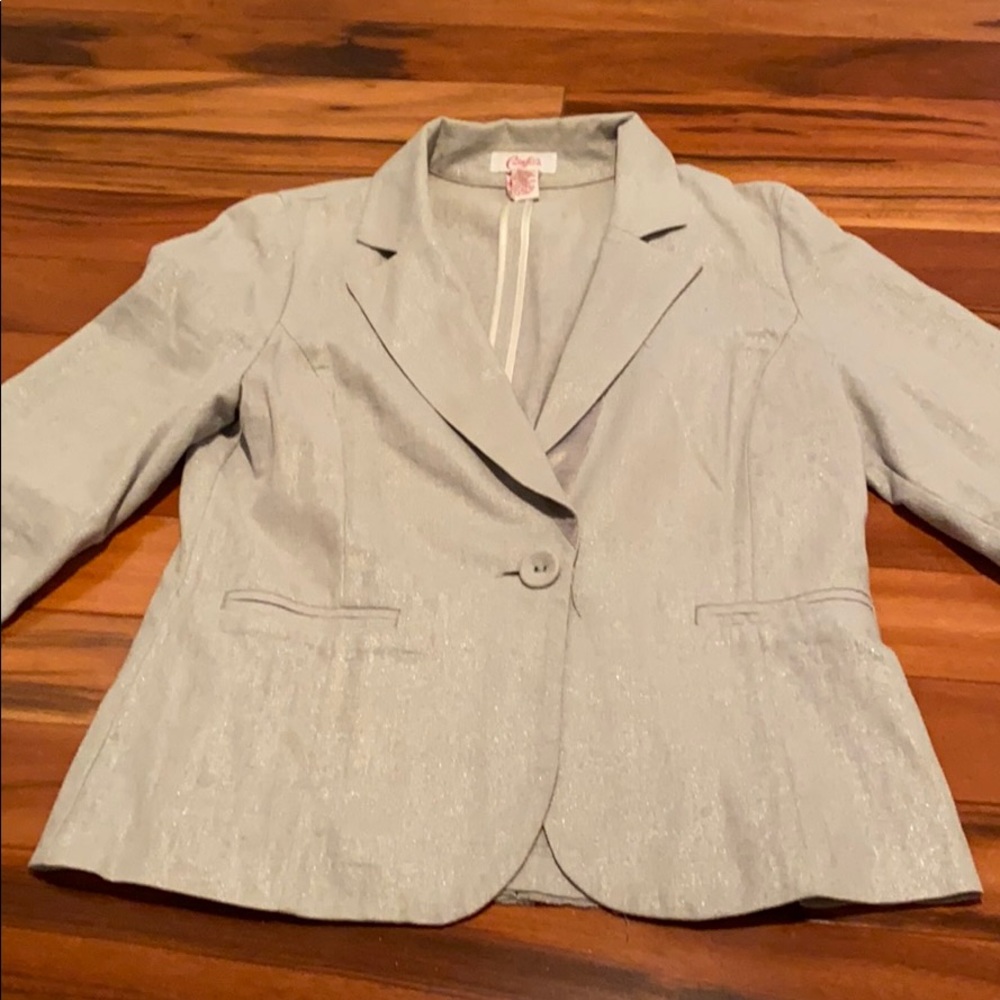 Candies brand silver shimmer gray blazer